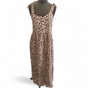 BAE THE LABEL BLACK TAN LEOPARD PRINT SLEEVELESS MAXI MATERNITY DRESS SIZE XS